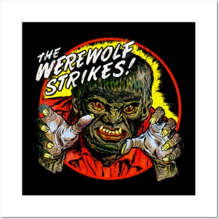 Retro Werewolf Strikes Comic Horror Vintage Merch Posters and Art